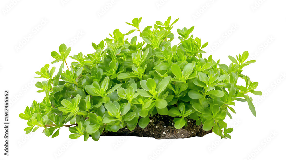 Obraz premium A vibrant green plant with lush leaves against a white background, perfect for garden or decoration themes.