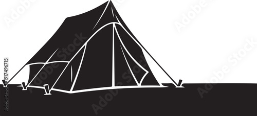 Simple black tent on a white background illustration design