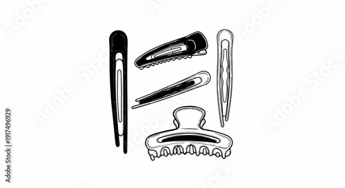 Collection of various hair clips and barrettes on a white background