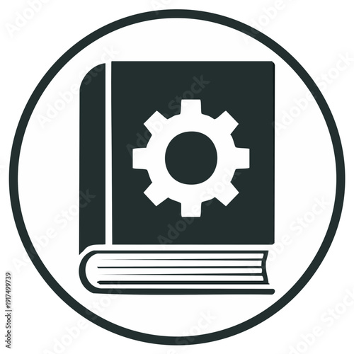 Technical Manual Icon with Gear Symbol and Book