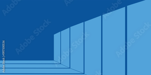 Abstract blue geometric background with dynamic lines and shadows.