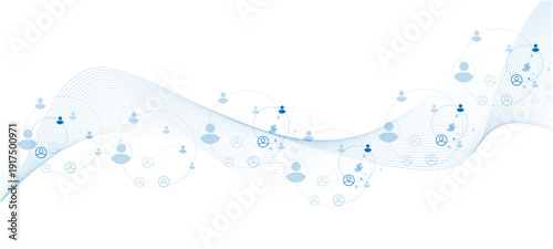 network   background. Connections with points, lines, and people icons. abstract blue background