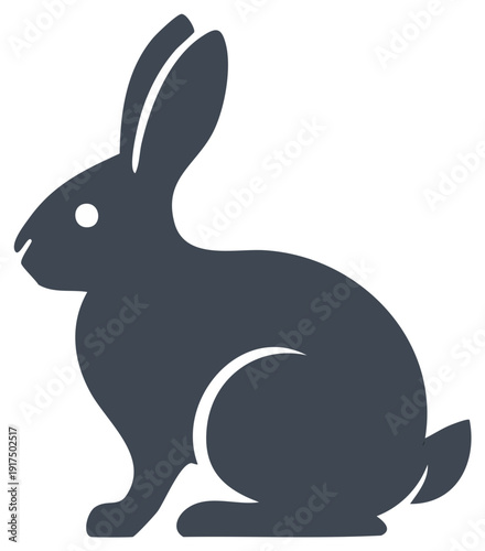 Stylized Silhouette Icon of a Rabbit Sitting Profile View