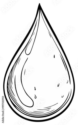 Hand drawn water drop icon vector illustration in black and white sketch style
