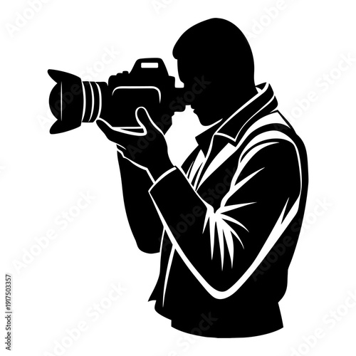 Photography Concept Silhouette with DSLR Camera Vector.