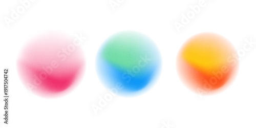 Set color circle gradient noise gradation. Abstract colorful watercolor blur mesh on isolated transparent background. Circle shape png.
