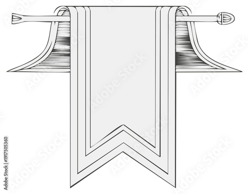 Classic empty banner pennant hanging on a decorative rod vector design
