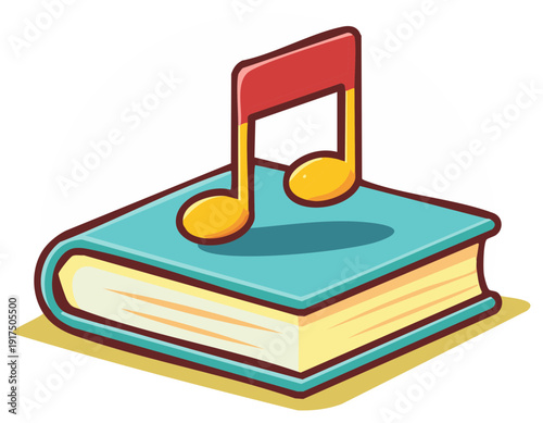 Music note on a book, creative concept for education, music and knowledge.