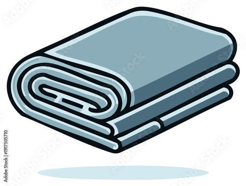 Folded Blue Fabric or Textile Stacked Tightly Cartoon Design Style Vector Illustration