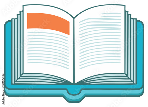 Open Book Illustration Showing Pages of Text and a Bookmark