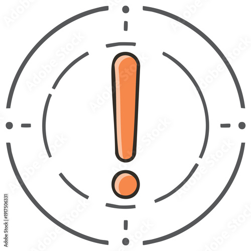 Attention sign surrounded by partial circle segments indicating warning or urgent issues.