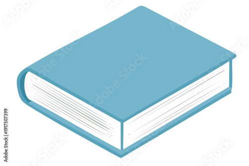 A Closed Light Blue Hardcover Book Shown in Isometric View