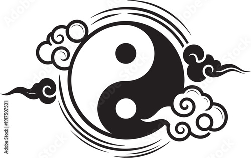 Chinese taoism symbol yin yang balance harmony spiritual zen philosophy oriental religion vector illustration design.