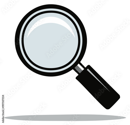 Simple graphic illustration of a magnifying glass for search analysis and zoom concepts