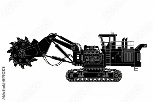 Powerful Mining Machine: A heavy-duty, industrial-grade mining machine, meticulously designed to excavate and extract raw materials, showcasing the engineering and efficiency