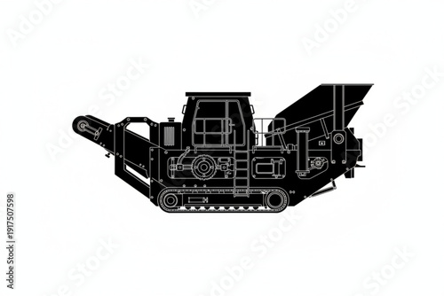 Industrial Machinery: A schematic illustration showcases the form and function of powerful machinery, highlighting its intricate design and robust construction.