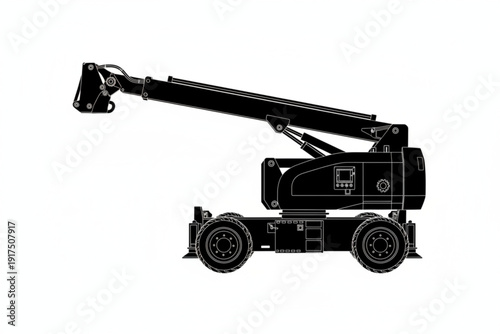 Construction Boom: A stark silhouette of a robust telescopic boom lift, an emblem of progress and efficiency.