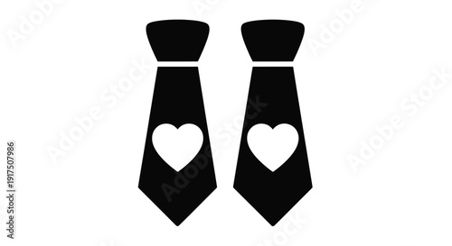 Two black ties with heart shapes a striking silhouette
