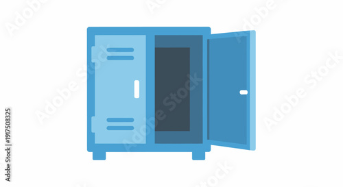 Blue Metal Locker with Open Door.