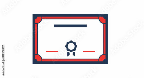 Certificate Template with Ribbon Icon Design.