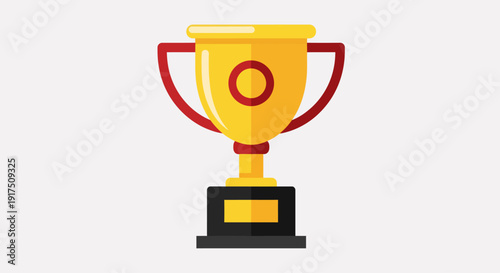 Golden Trophy with Red Handles and Plaque.