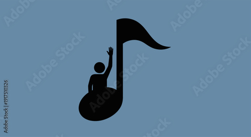 Silhouette of Person Inside Musical Note.