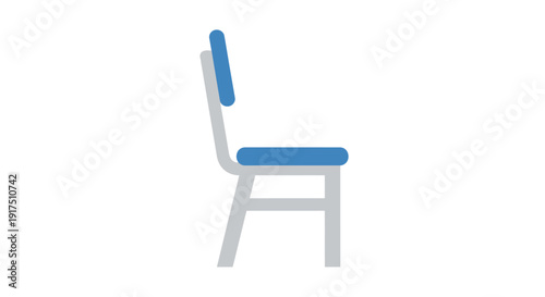 White Chair with Blue Cushion and Backrest.