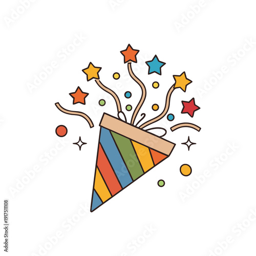 Party popper with stars and confetti for Canada Day fun