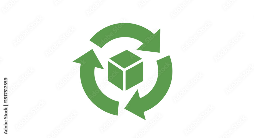 Fototapeta premium Green Cube Recycling Symbol Logo Design.