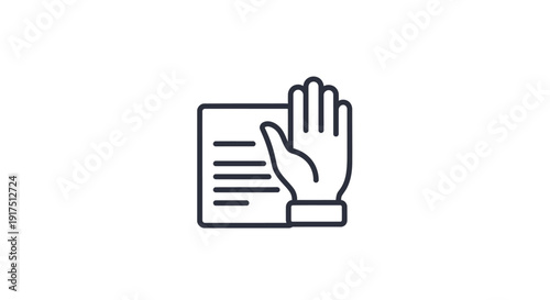 Hand holding document with lines.