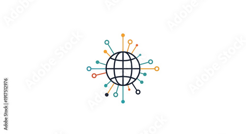 Globe with colorful connection lines.