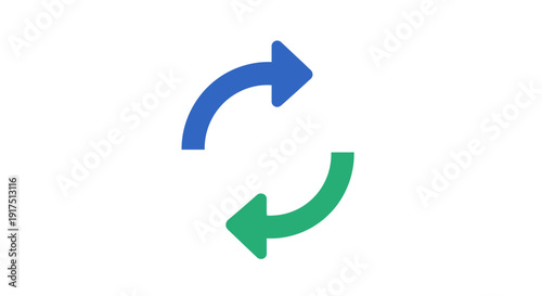 Green and blue curved arrows symbol.