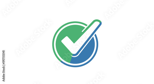 Green and blue check mark symbol.