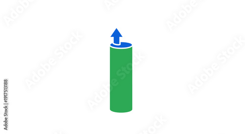 Green Battery With Blue Arrow.