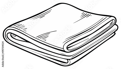 Folded Cloth Napkin or Towel Sketch Style Linen Tableware Illustration