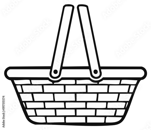 Outline of a picnic basket with handle