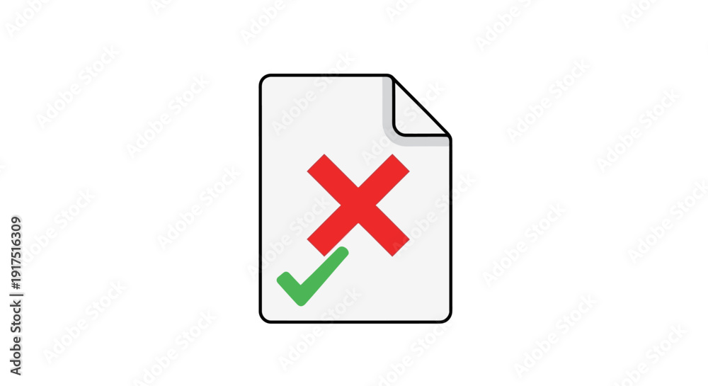 Obraz premium Rejected Document with Red Cross Mark.