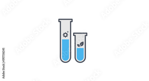 Laboratory Test Tubes with Blue Liquid.