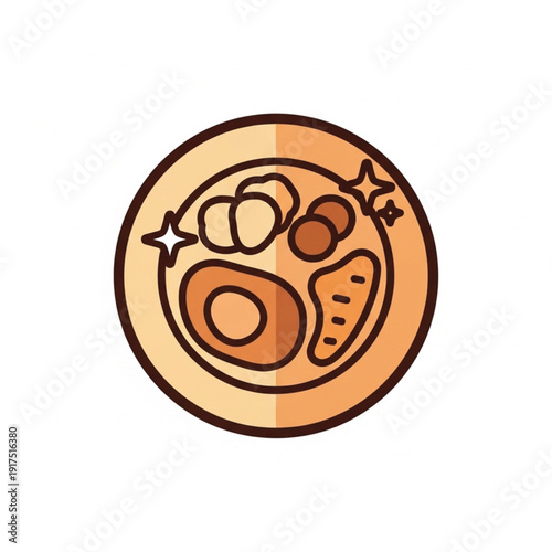 Balanced Breakfast Icon: A top-down view of a plate showcases a beautifully arranged breakfast spread, hinting at a healthy start to the day.
