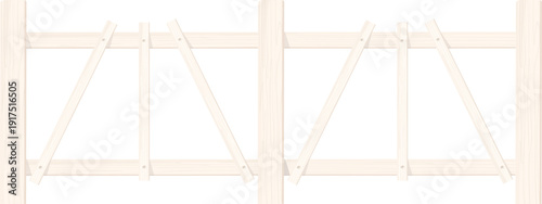 Wooden outdoor structure. Rural farm fence border