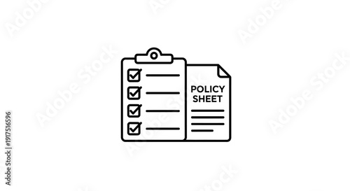 Policy document on clipboard checklist.