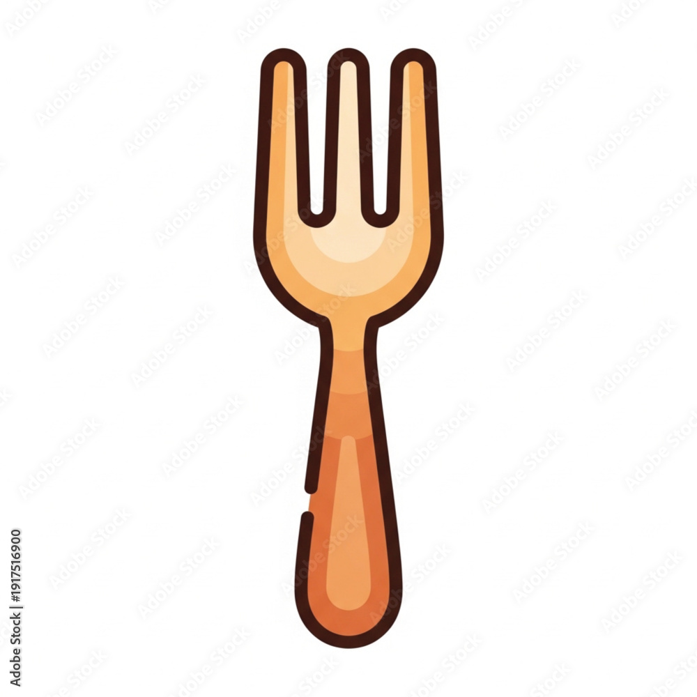 Fototapeta premium Golden Fork Icon: A clean, inviting image of a golden fork, perfect for culinary projects.