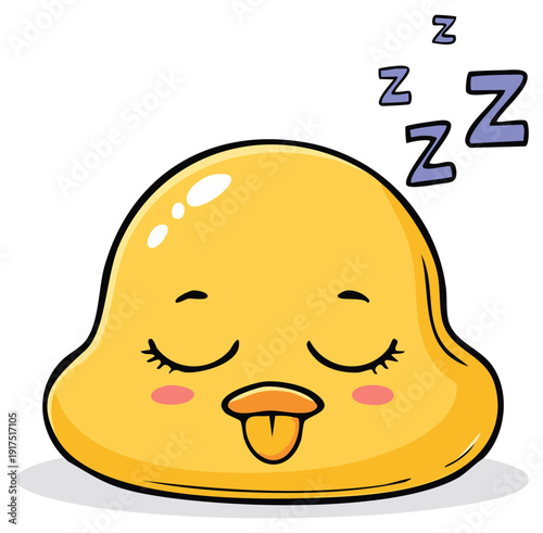Cartoon Sleeping Character Zzz Symbol Cute Kawaii Emoji Face Dream Rest Illustration
