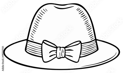 Classic Fedora Hat With Bow Illustration Vintage Style Elegant Headwear Accessory