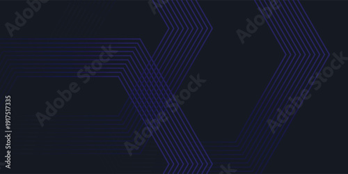 Dark Blue Background with Interlocking Hexagon Line Art. Vector illustration.