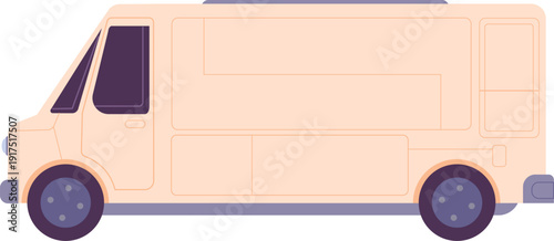 Closed food truck. Cartoon service van template