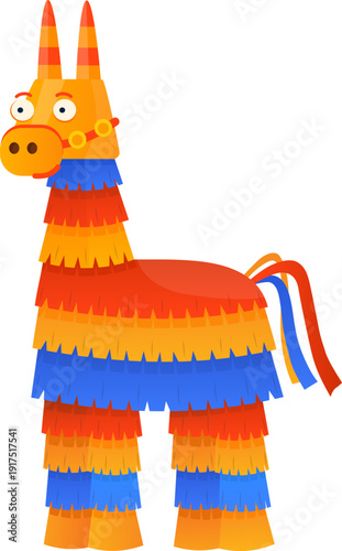 Lama pinata in traditional mexican style. Handmade paper animal