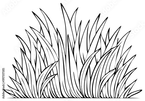 Black and white illustration of tall grass blades