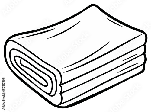 Folded Stack of Clean White Towels Cartoon Illustration