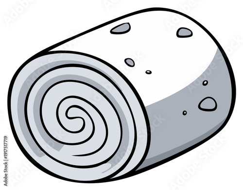 Rolled up towel or swiss roll cake cartoon vector illustration